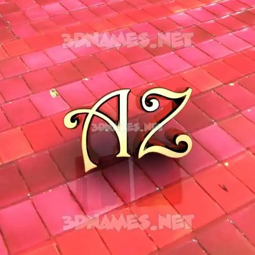 az in Red Tiles style - 3D name wallpaper