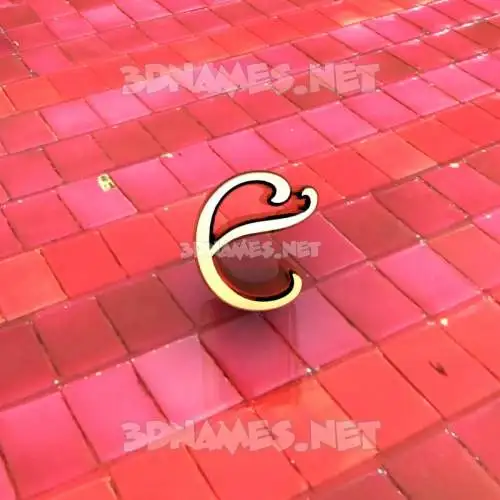 e in Red Tiles style - 3D name wallpaper