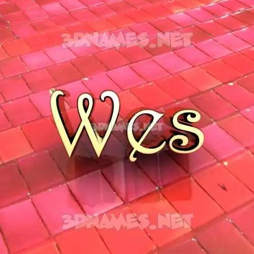 wes in Red Tiles style - 3D name wallpaper wes in Red Tiles style - 3D name wallpaper