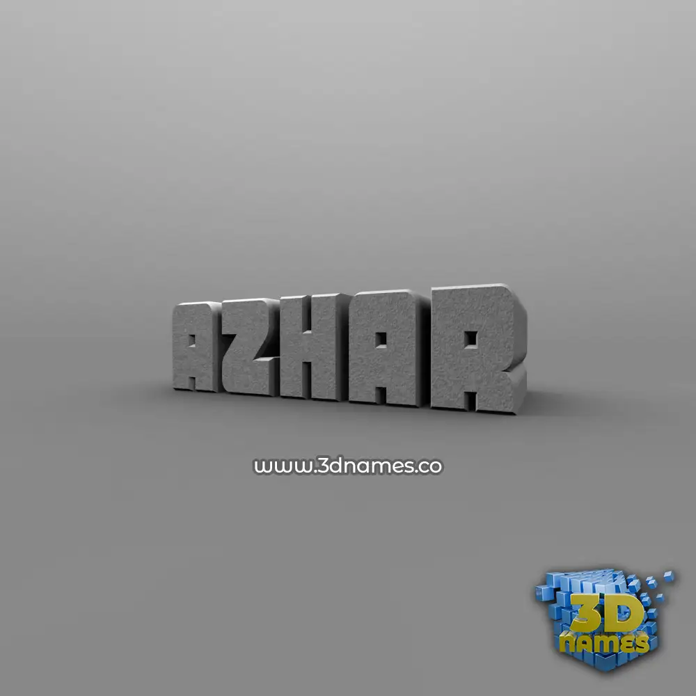 azhar in Solid Grey style - 3D name wallpaper