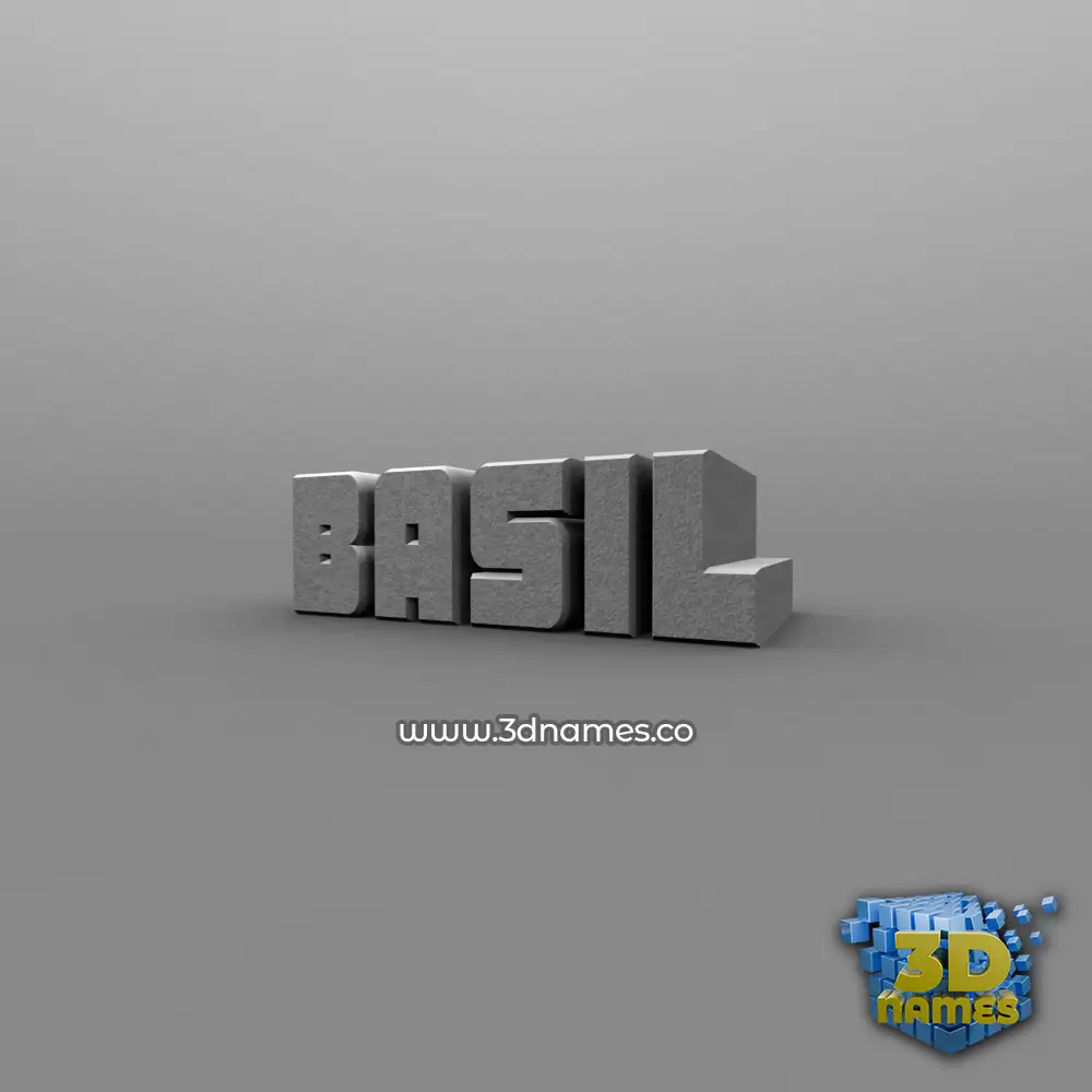 basil in Solid Grey style - 3D name wallpaper