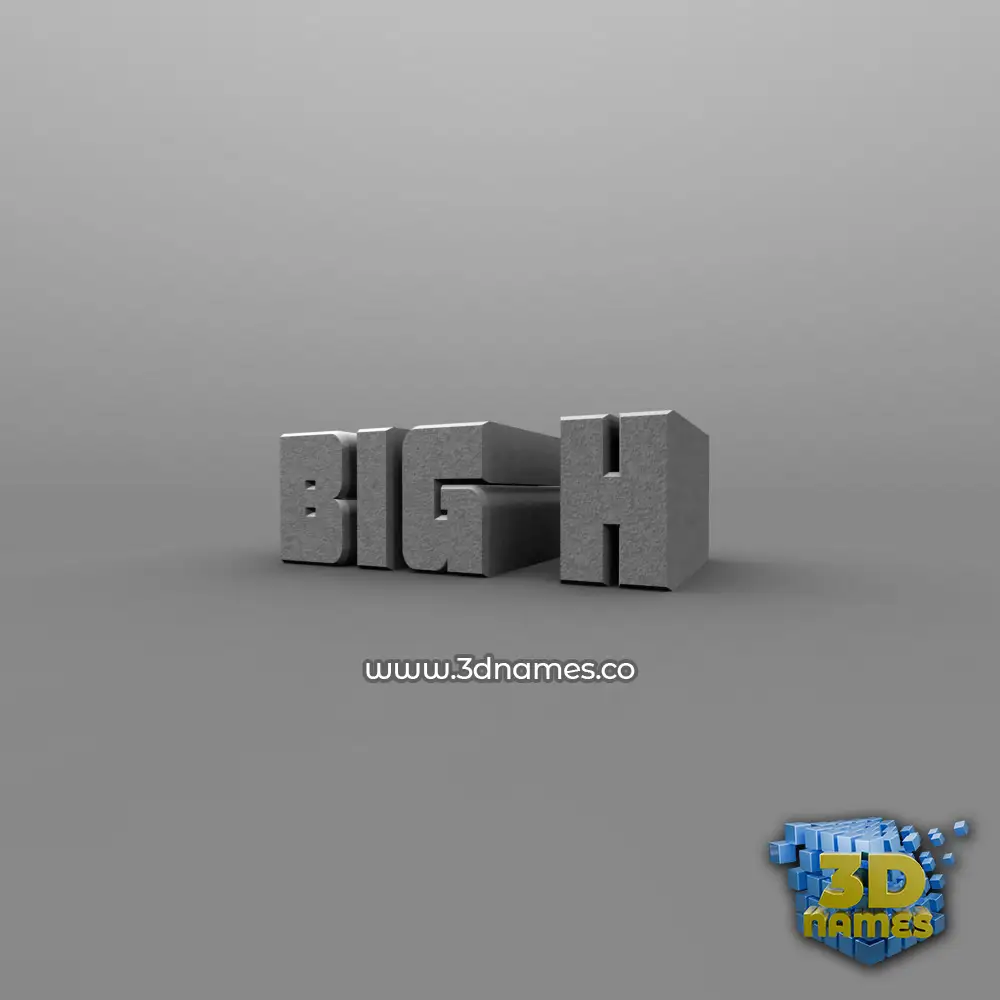 big h in Solid Grey style - 3D name wallpaper