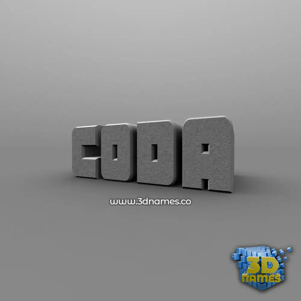 coda in Solid Grey style - 3D name wallpaper
