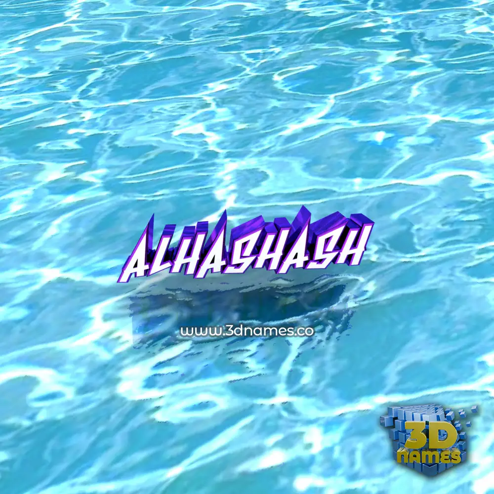 alhashash in Water style - 3D name wallpaper