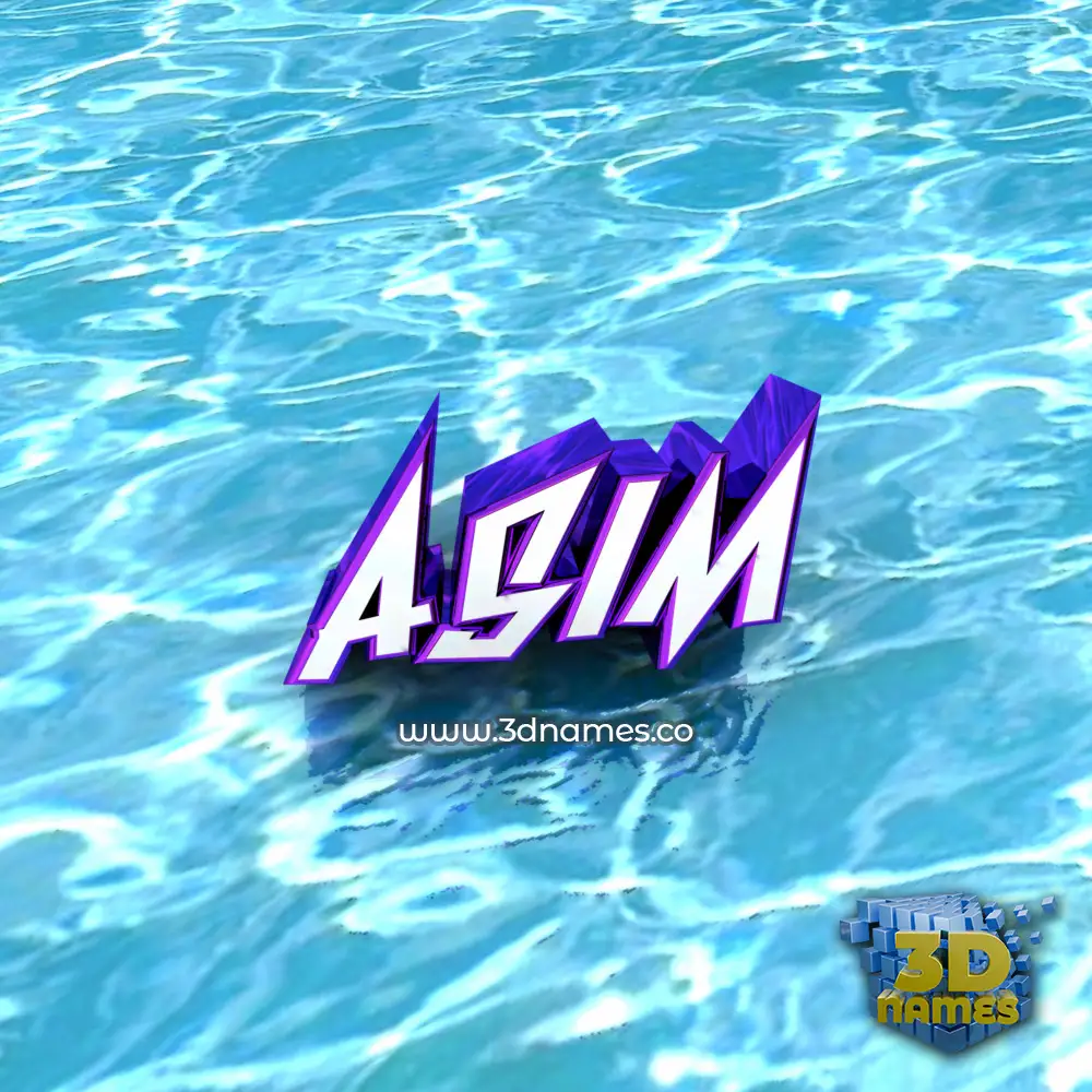 asim in Water style - 3D name wallpaper