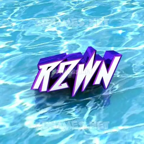 rzwn in Water style - 3D name wallpaper
