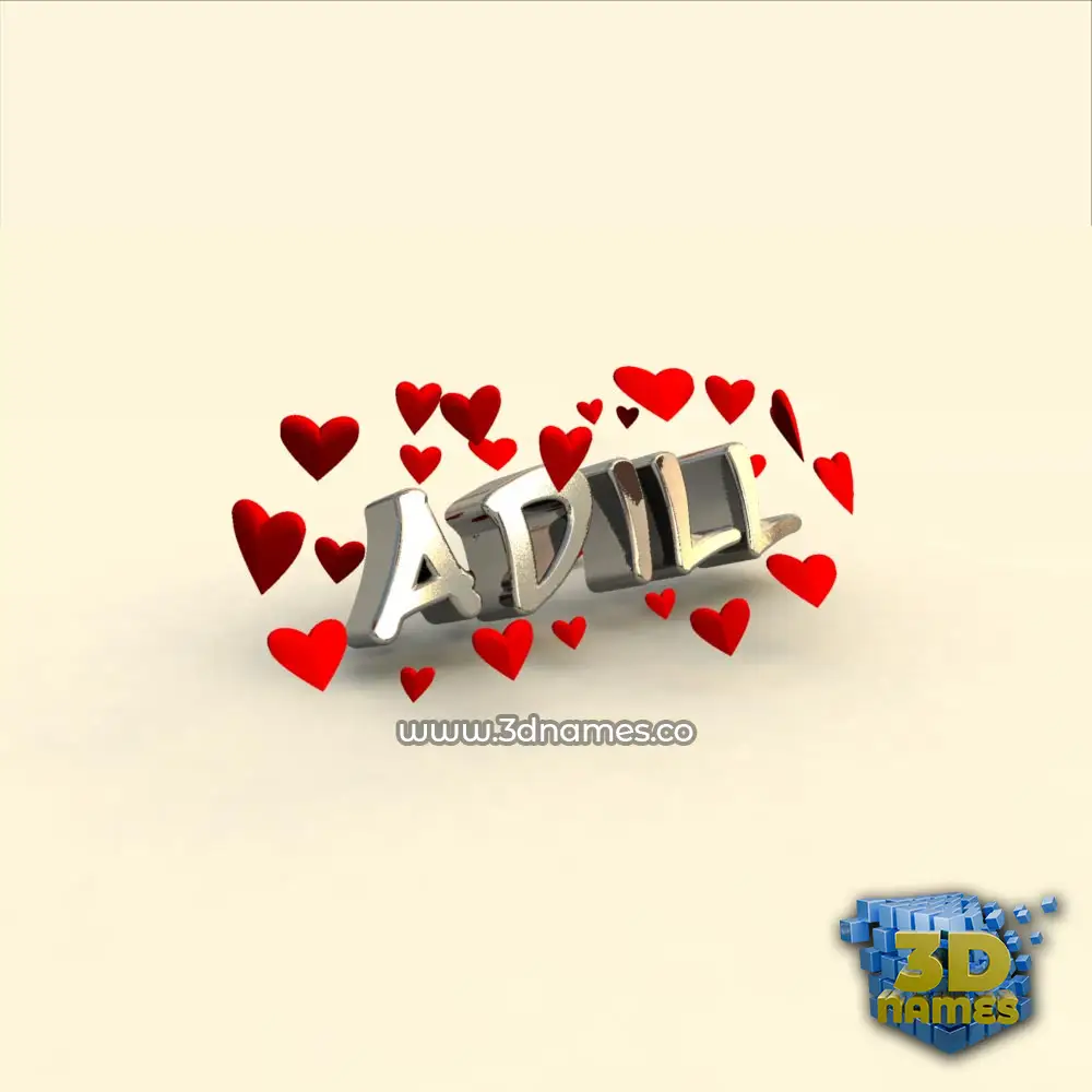 adill in In Love style - 3D name wallpaper