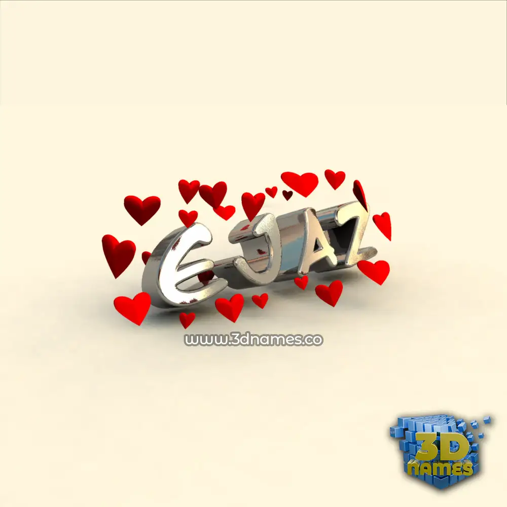 ejaz in In Love style - 3D name wallpaper