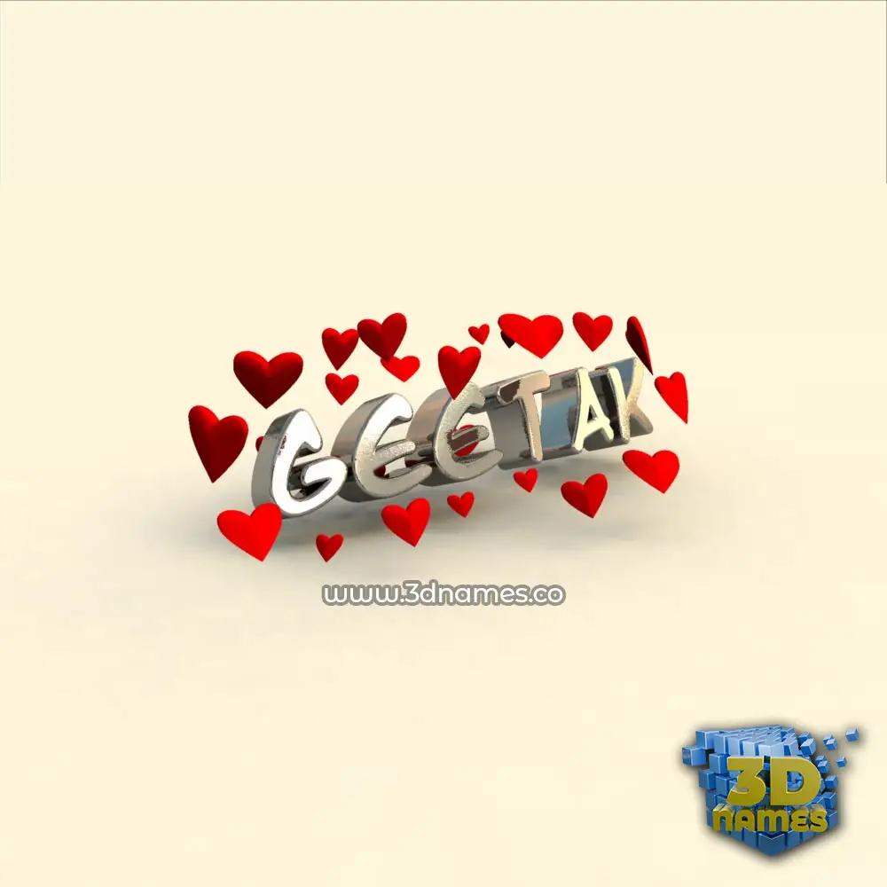 geetak in In Love style - 3D name wallpaper