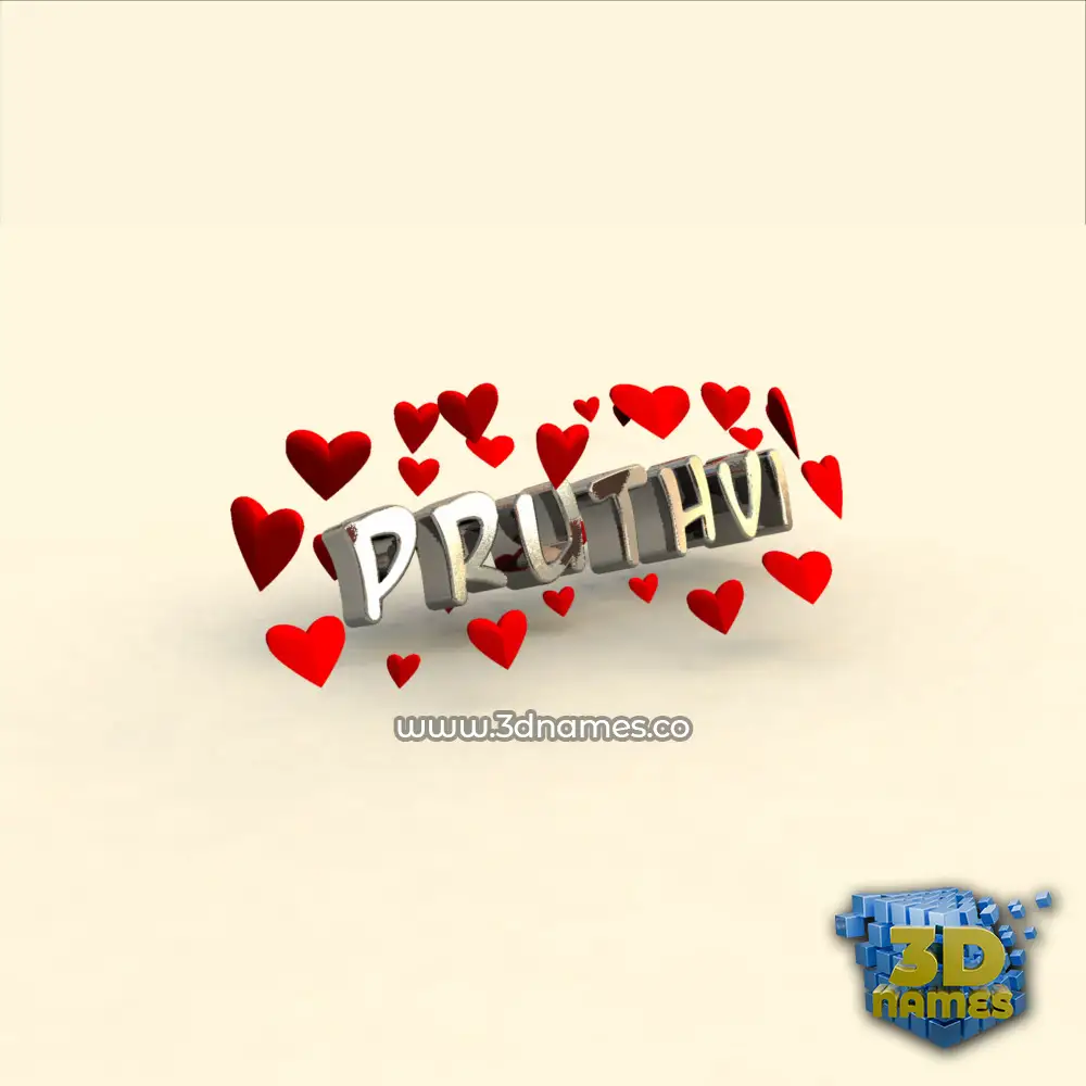 pruthvi in In Love style - 3D name wallpaper