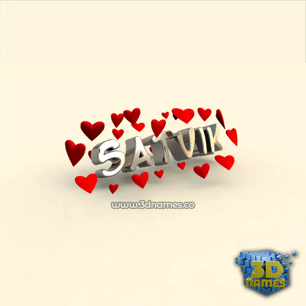 satvik in In Love style - 3D name wallpaper
