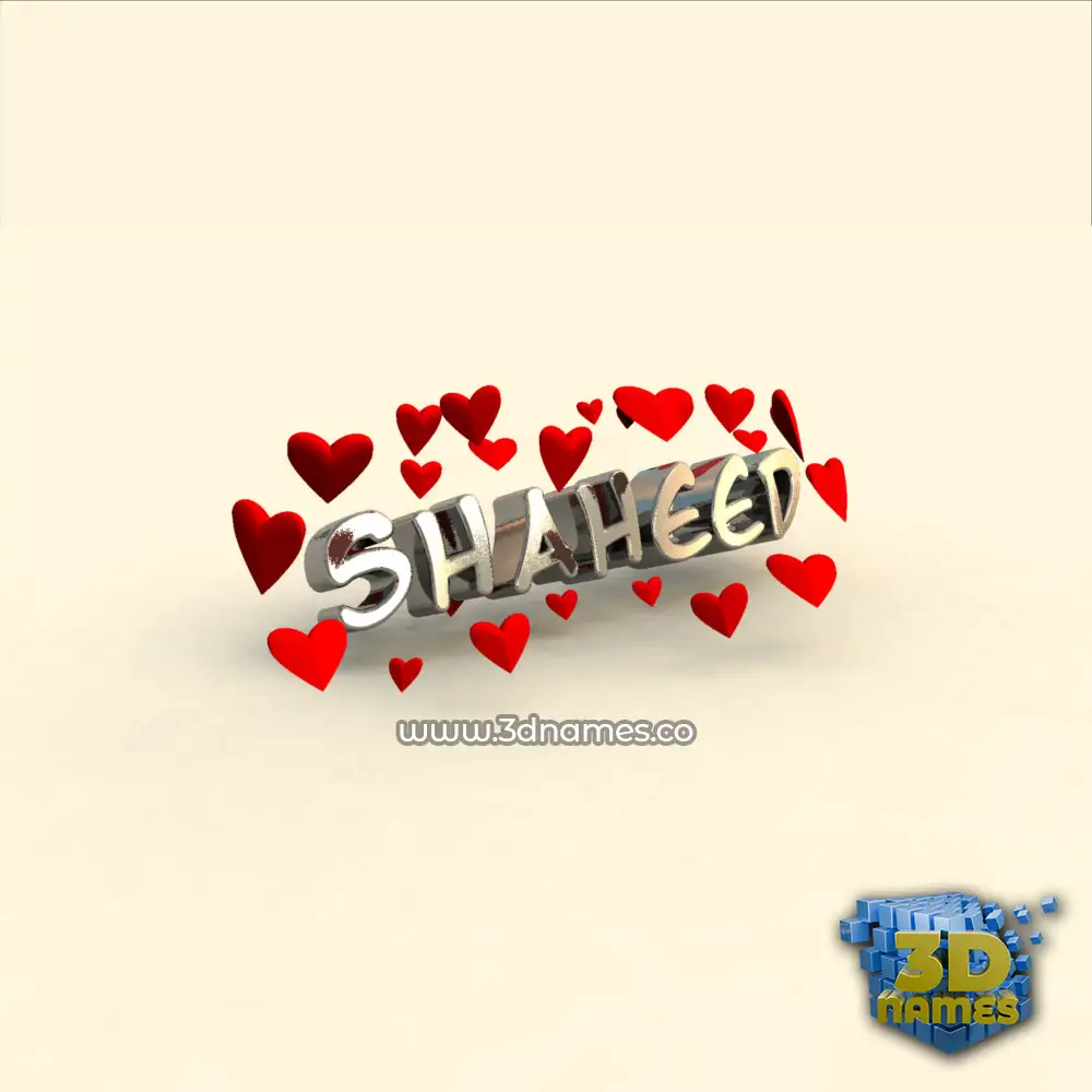 shaheed in In Love style - 3D name wallpaper