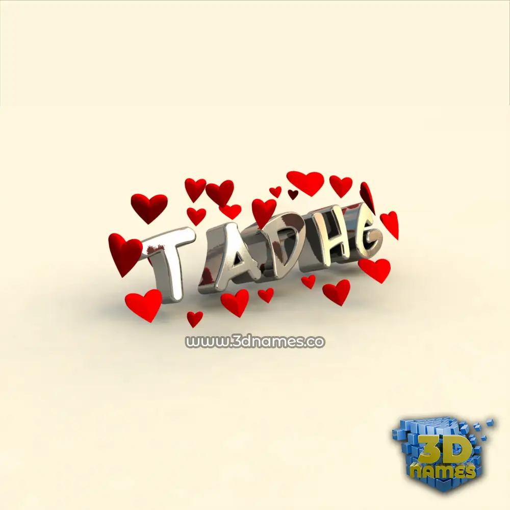 tadhg in In Love style - 3D name wallpaper