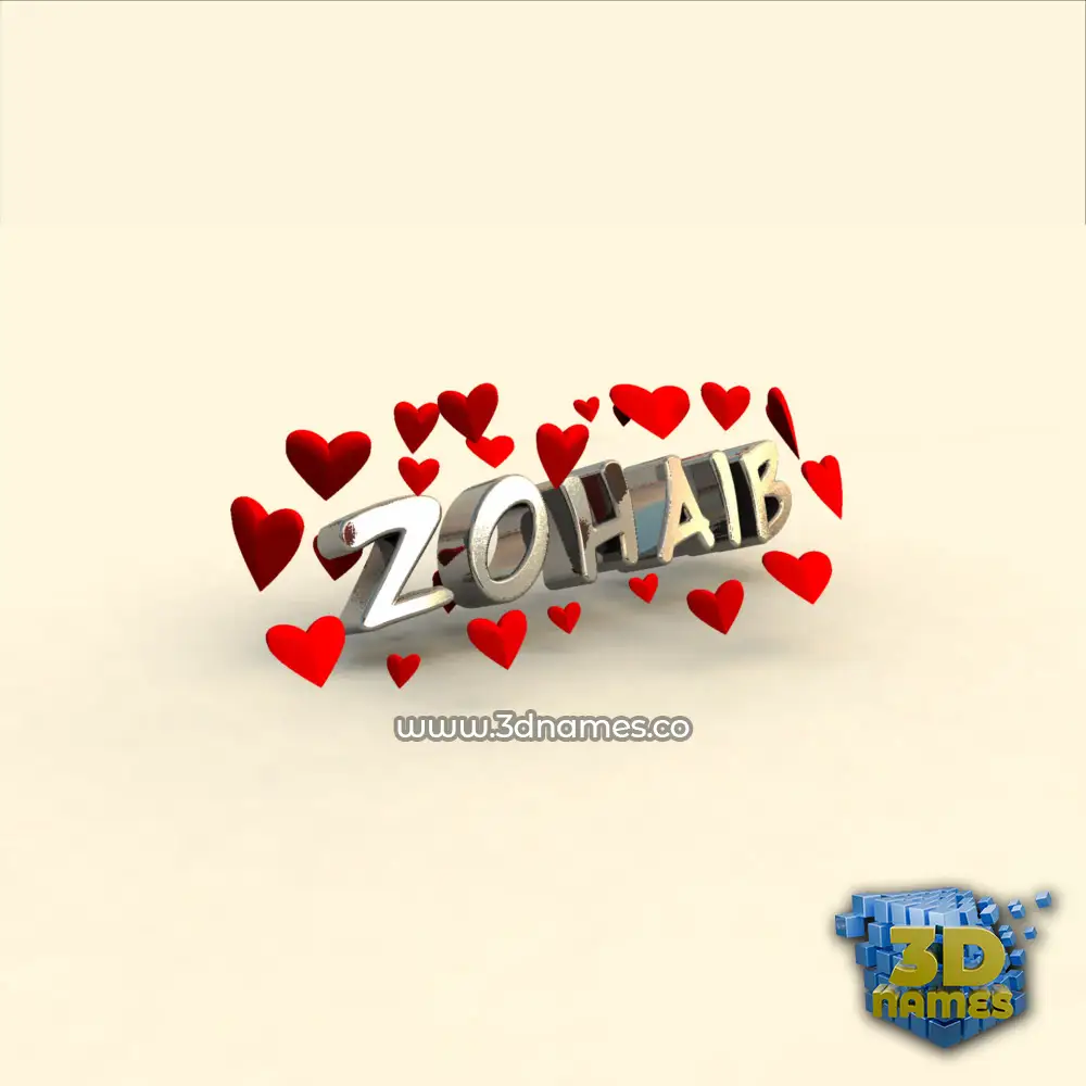 zohaib in In Love style - 3D name wallpaper