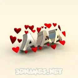 aaa in In Love style - 3D name wallpaper