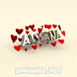 aiyana in In Love style - 3D name wallpaper