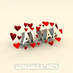 aliaa in In Love style - 3D name wallpaper
