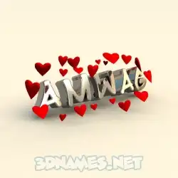 amwag in In Love style - 3D name wallpaper