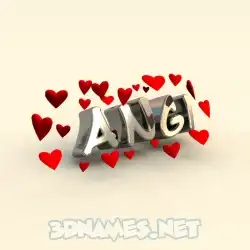 angi in In Love style - 3D name wallpaper