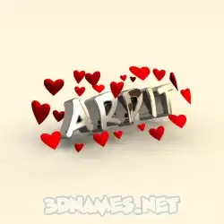 arpit in In Love style - 3D name wallpaper