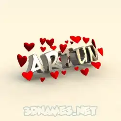 artun in In Love style - 3D name wallpaper