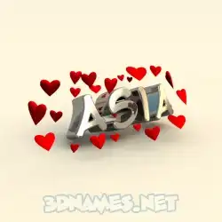 asia in In Love style - 3D name wallpaper