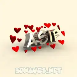 asif in In Love style - 3D name wallpaper