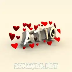 atiq in In Love style - 3D name wallpaper