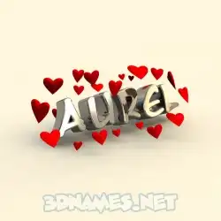 aurel in In Love style - 3D name wallpaper