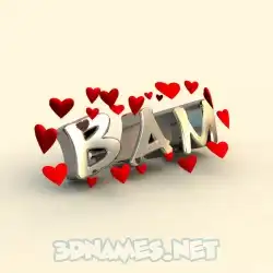 bam in In Love style - 3D name wallpaper