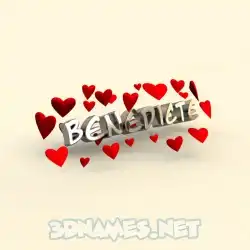 benedicte in In Love style - 3D name wallpaper