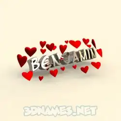 benjamin in In Love style - 3D name wallpaper