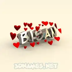 bisan in In Love style - 3D name wallpaper