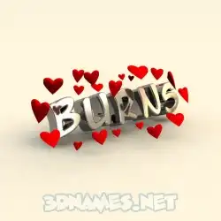 burns in In Love style - 3D name wallpaper