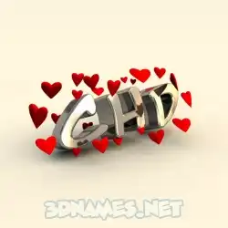 chd in In Love style - 3D name wallpaper