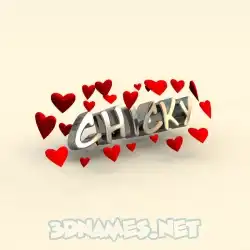 chicky in In Love style - 3D name wallpaper