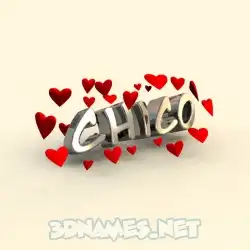chico in In Love style - 3D name wallpaper