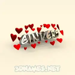 cinders in In Love style - 3D name wallpaper