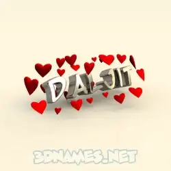 daljit in In Love style - 3D name wallpaper