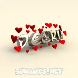 deeru in In Love style - 3D name wallpaper