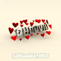 dhruvin in In Love style - 3D name wallpaper