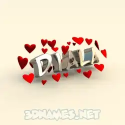 diala in In Love style - 3D name wallpaper