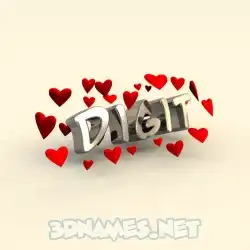 digit in In Love style - 3D name wallpaper