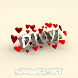 divya in In Love style - 3D name wallpaper