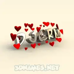 djerm in In Love style - 3D name wallpaper