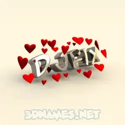 djfix in In Love style - 3D name wallpaper