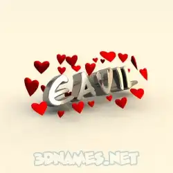 eavil in In Love style - 3D name wallpaper