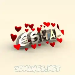 eshal in In Love style - 3D name wallpaper