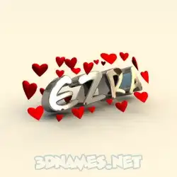 ezra in In Love style - 3D name wallpaper
