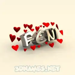 feni in In Love style - 3D name wallpaper